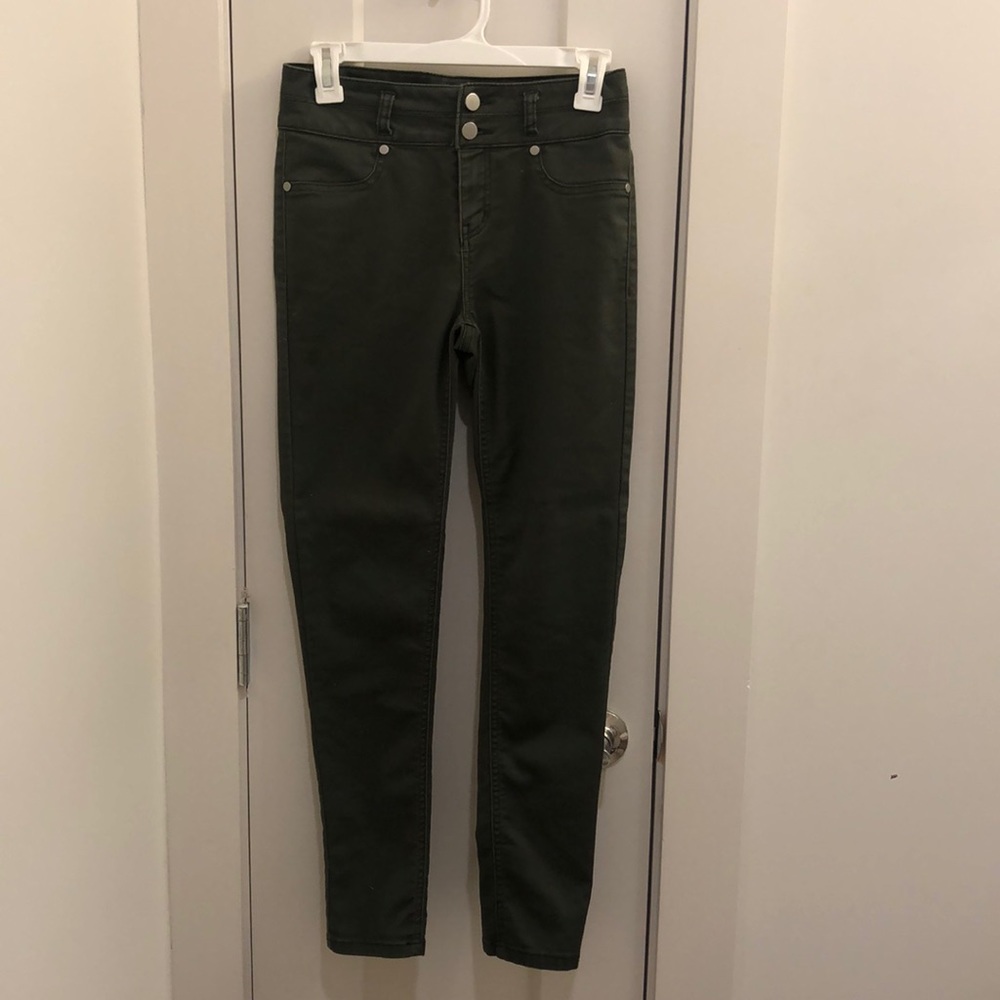Army green skinny jeans